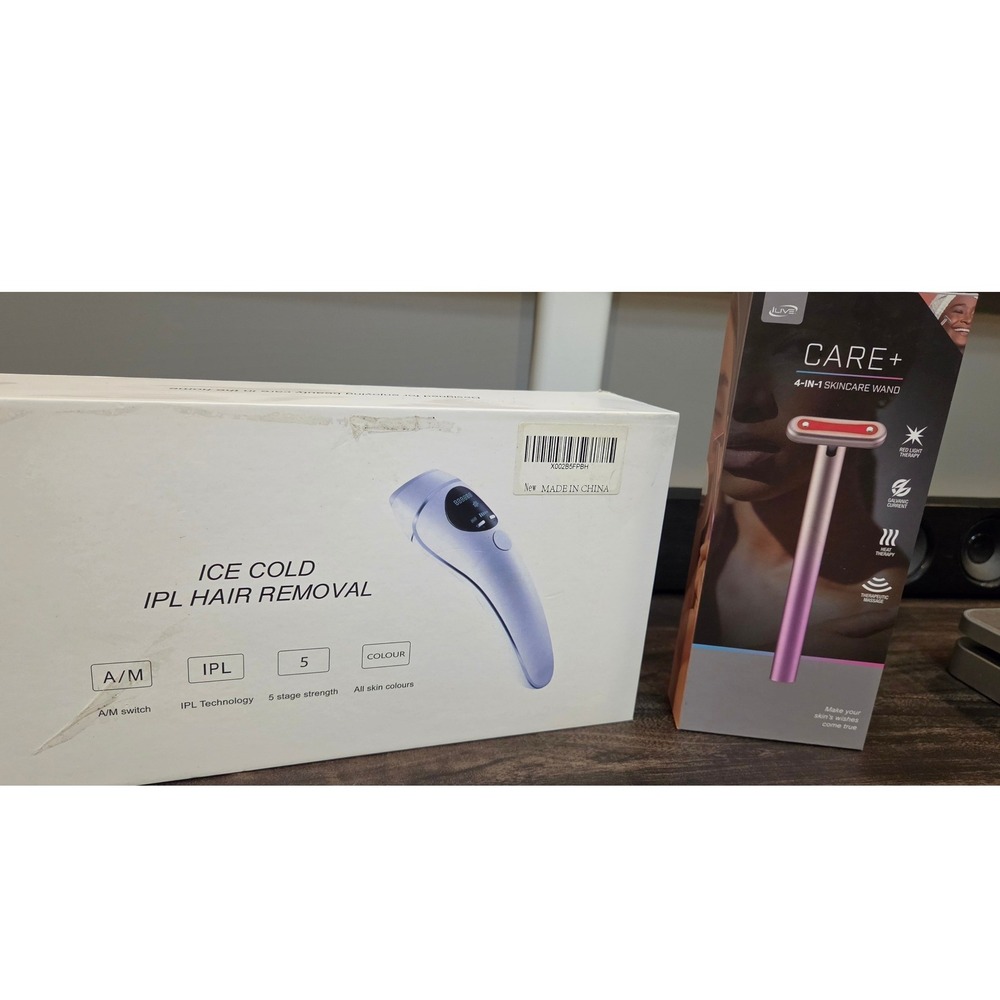 iLive Skincare Bundle Women OS White Pink New IPL Hair Removal 4-in-1 Wand